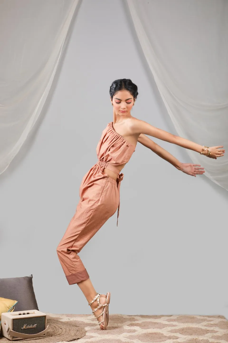 Toasted Almonnd Cross Shoulder Jumpsuit