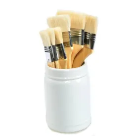 White Ceramic Jar with Paint Brushes (A D)