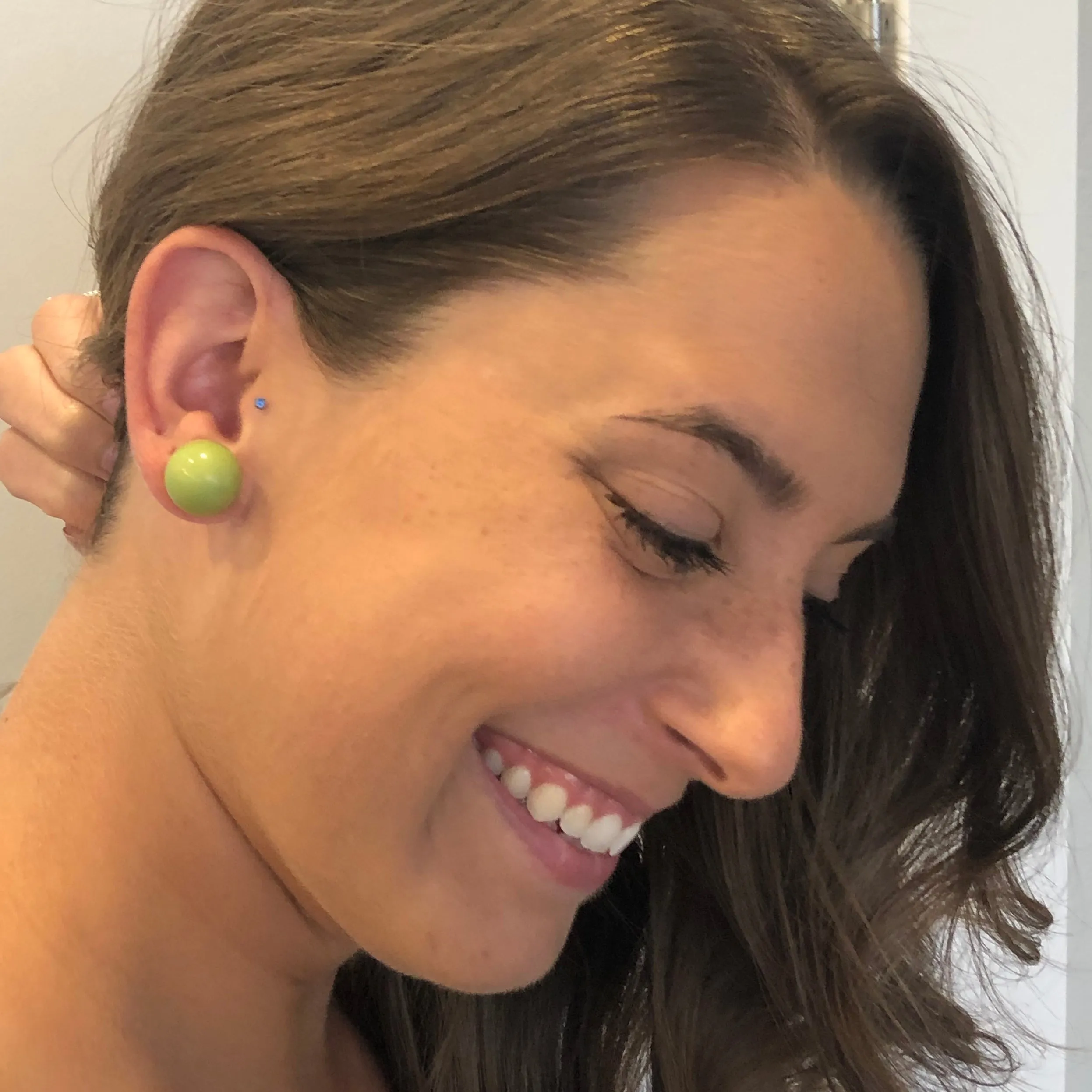 White Mega Ball Stud Earrings