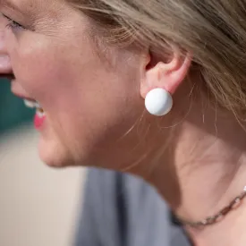 White Mega Ball Stud Earrings