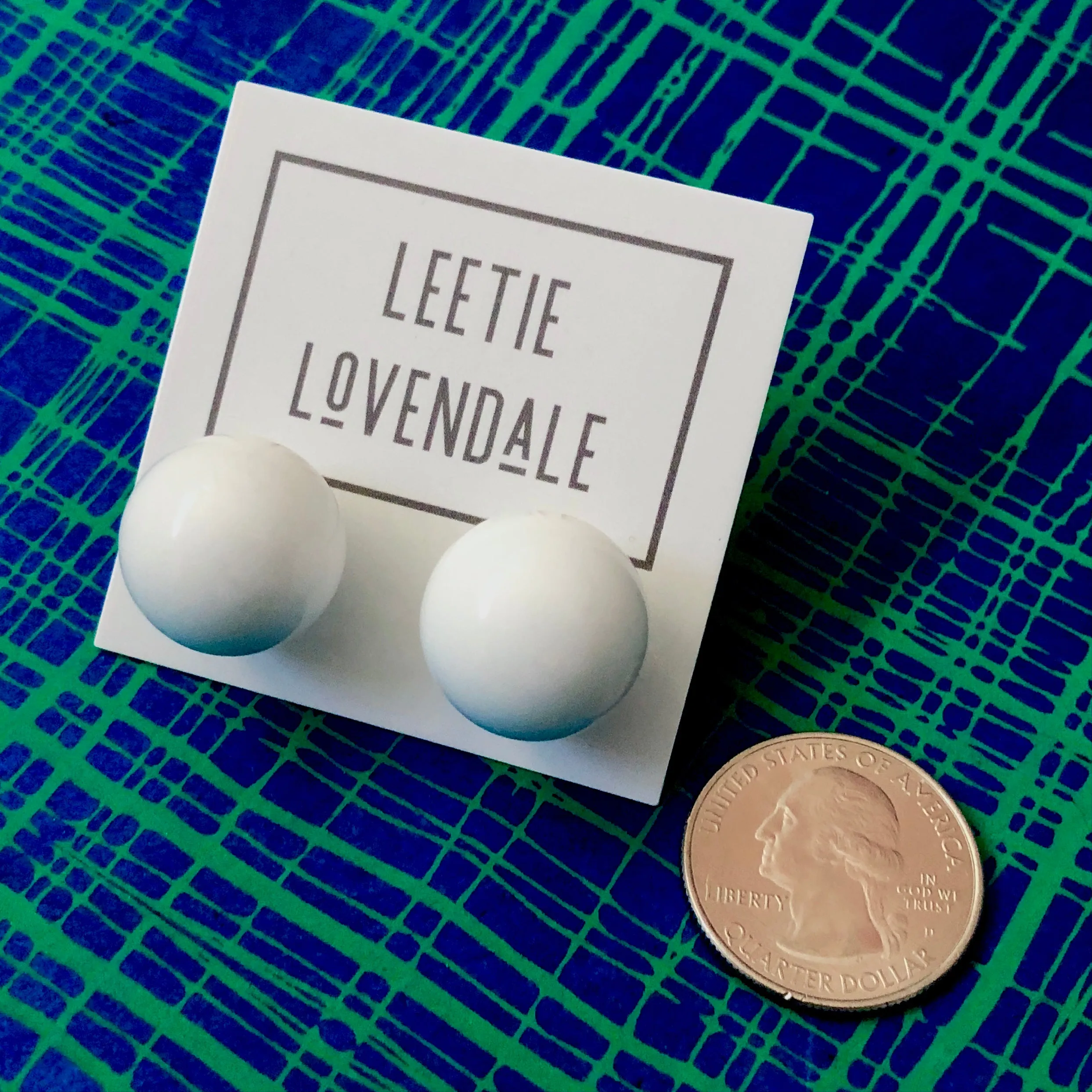 White Mega Ball Stud Earrings