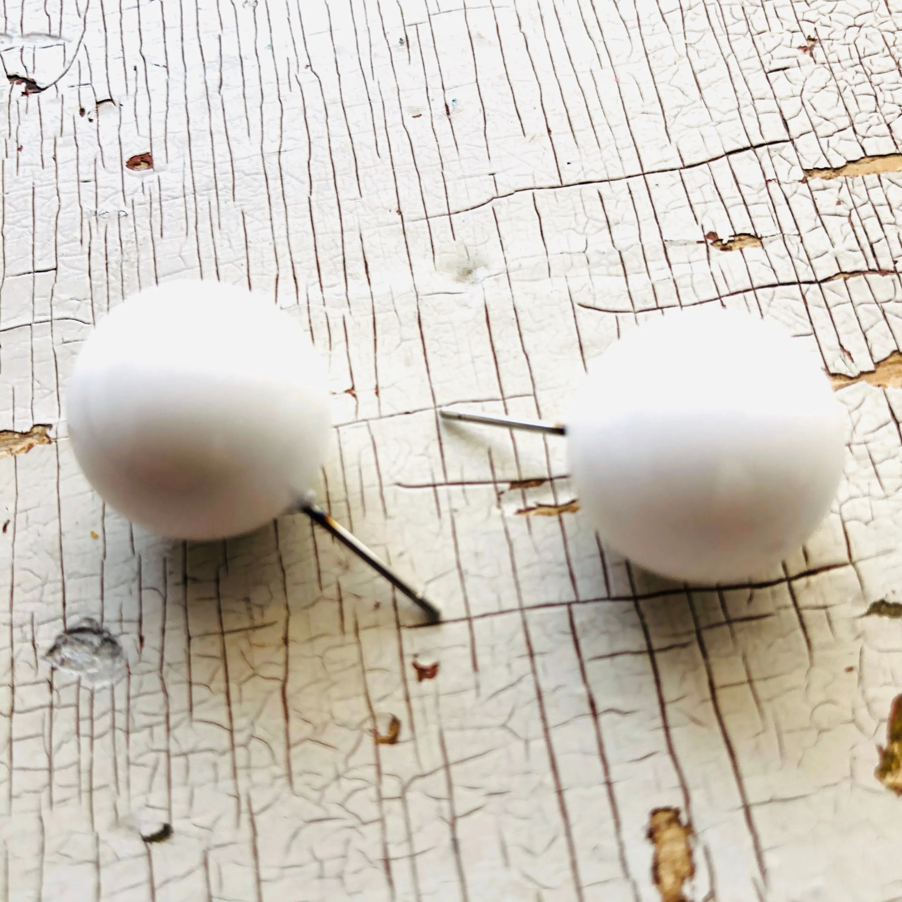 White Mega Ball Stud Earrings