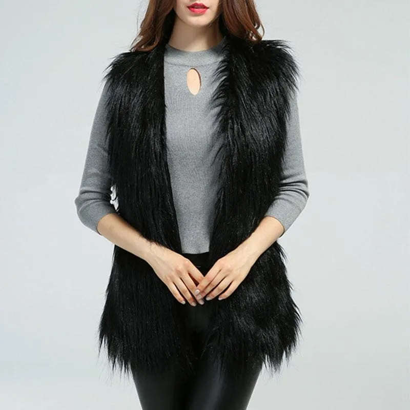 Women's Daily Fall & Winter Faux Fur Vest Coat
