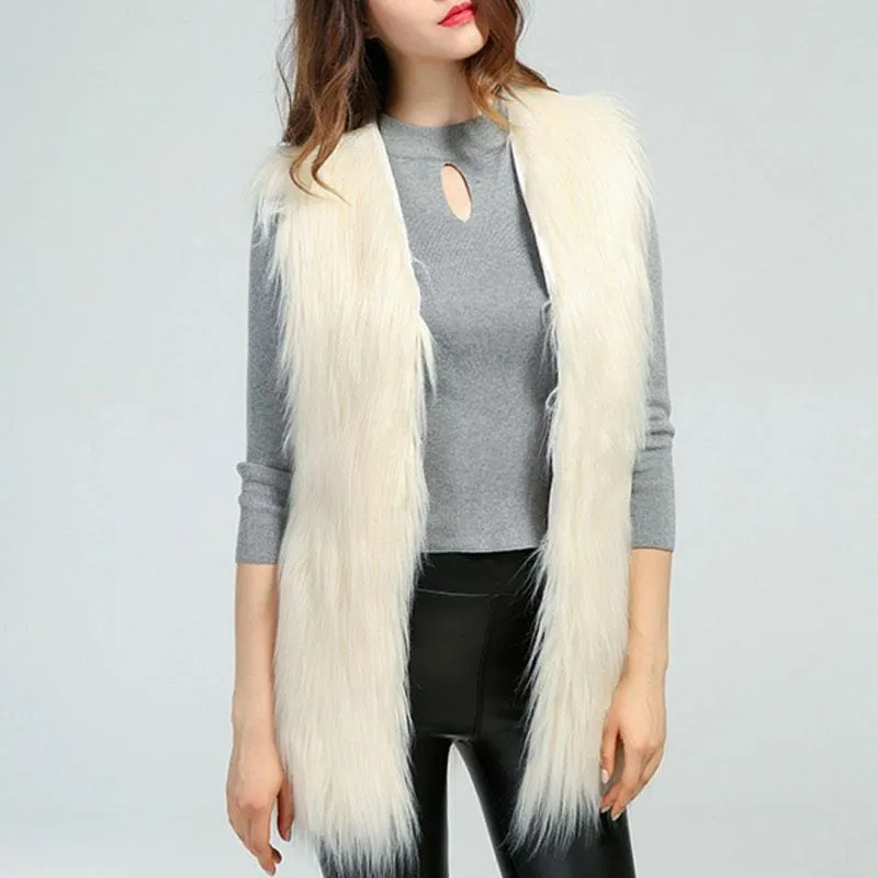 Women's Daily Fall & Winter Faux Fur Vest Coat