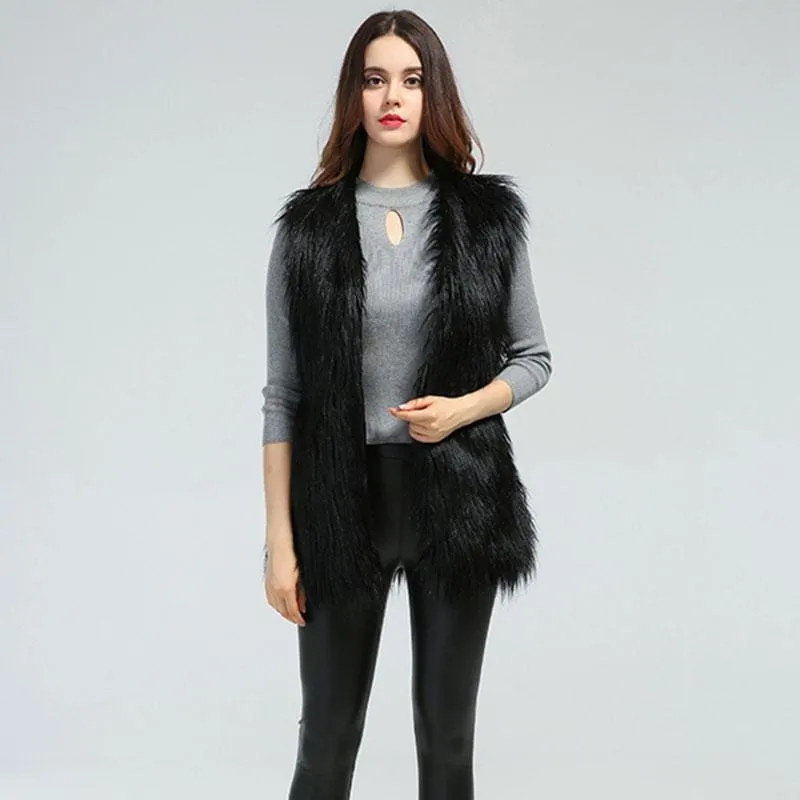 Women's Daily Fall & Winter Faux Fur Vest Coat
