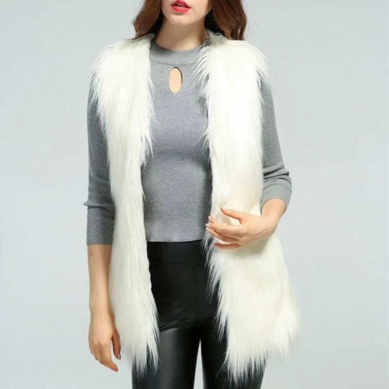 Women's Daily Fall & Winter Faux Fur Vest Coat