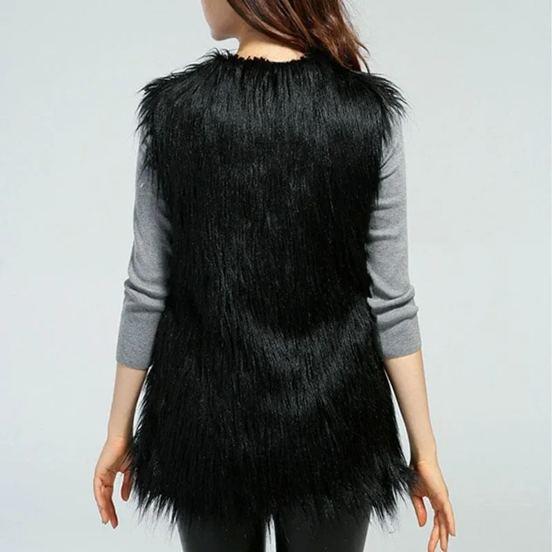 Women's Daily Fall & Winter Faux Fur Vest Coat