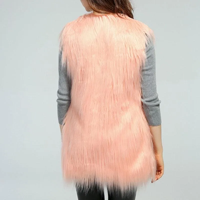 Women's Daily Fall & Winter Faux Fur Vest Coat