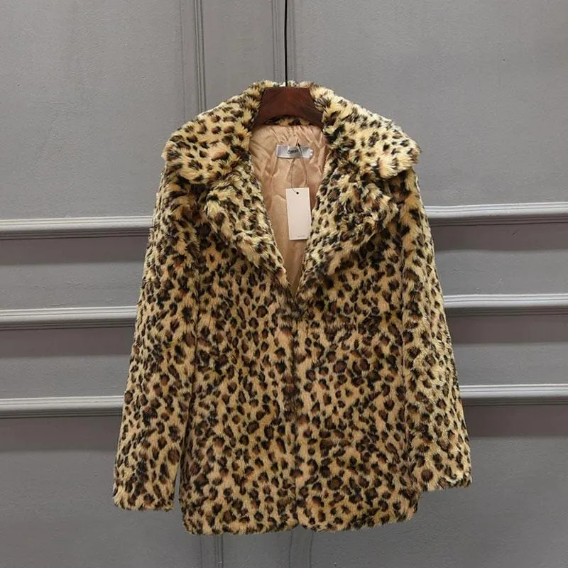 Women's Fall & Winter Leopard Daily Faux Fur Coat