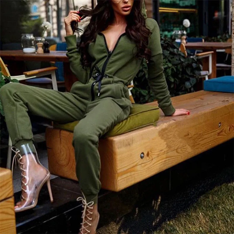 Zip Up Hooded Jumpsuit