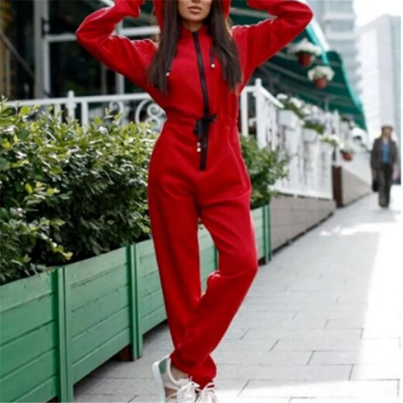 Zip Up Hooded Jumpsuit