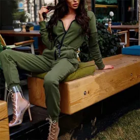 Zip Up Hooded Jumpsuit